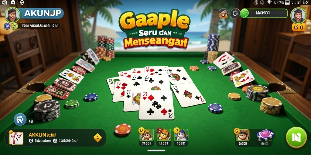 Tampilan gameplay Gaple yang seru dan interaktif di AKUNJP.