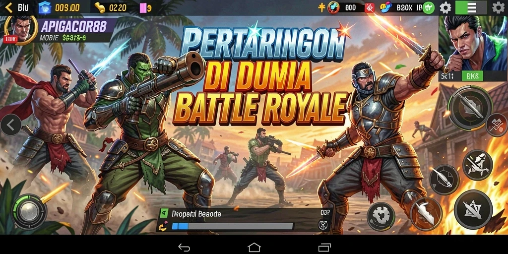 Gameplay seru APIGACOR88 saat bertarung di arena Battle Royale.