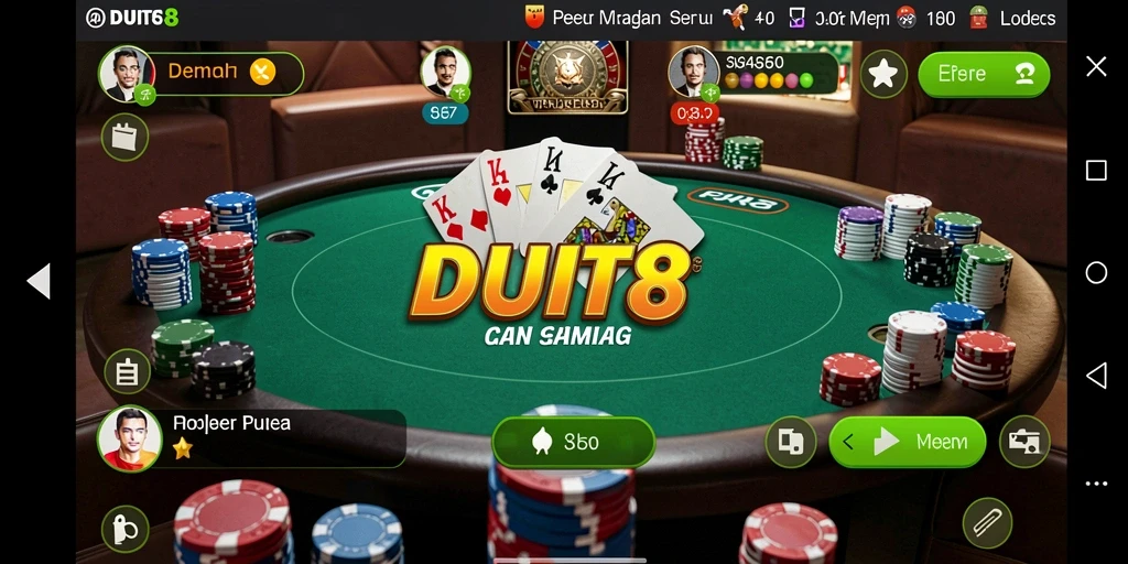 Screenshot gameplay DUIT8 menampilkan momen seru saat bermain Poker.