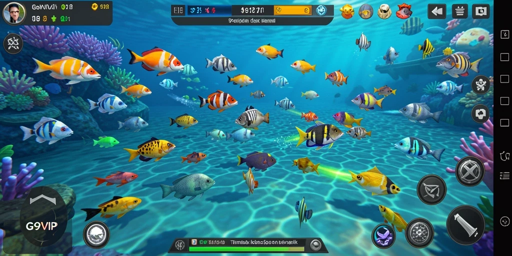 Tampilan gameplay G9VIP yang menampilkan serunya menembak ikan.