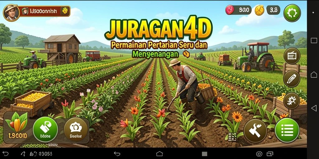 Screenshot utama JURAGAN4D yang menampilkan gameplay pertanian yang menarik.