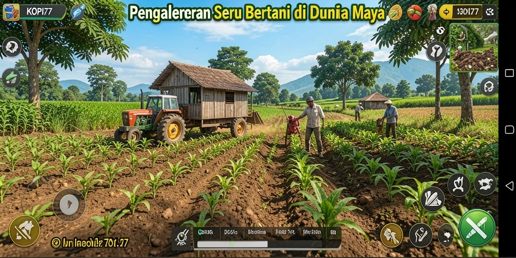 Screenshot gameplay KOPI77 menampilkan kebun yang indah dan subur.