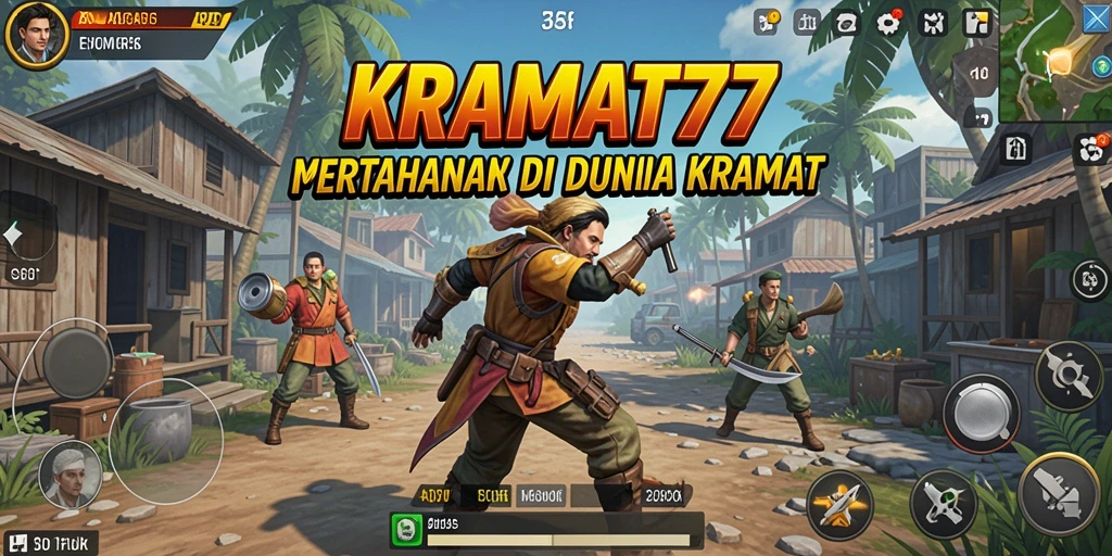 Tangkapan layar gameplay KRAMAT77 menunjukkan pertahanan menakjubkan melawan musuh.