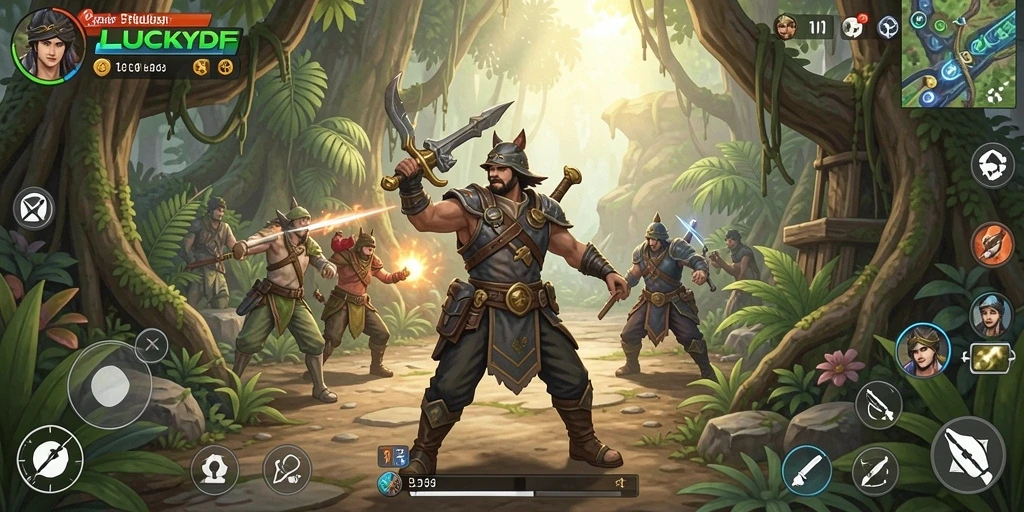 Tangkapan layar gameplay LUCKYDF menampilkan aksi mendebarkan dalam pertempuran.