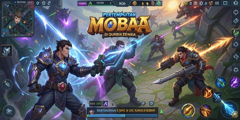 Tangkapan layar gameplay MOBA N06 dengan aksi seru.