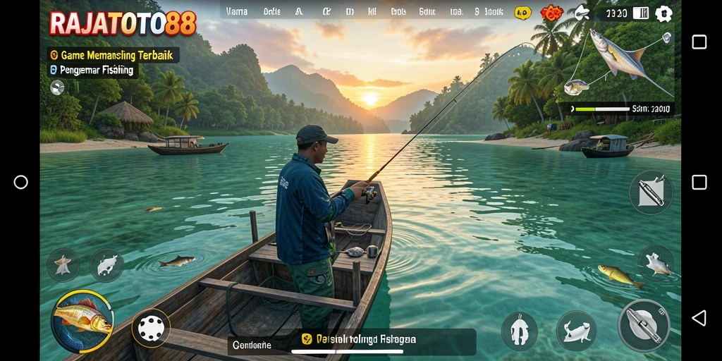Screenshot gameplay RAJATOTO88 menampilkan suasana memancing yang mendebarkan.