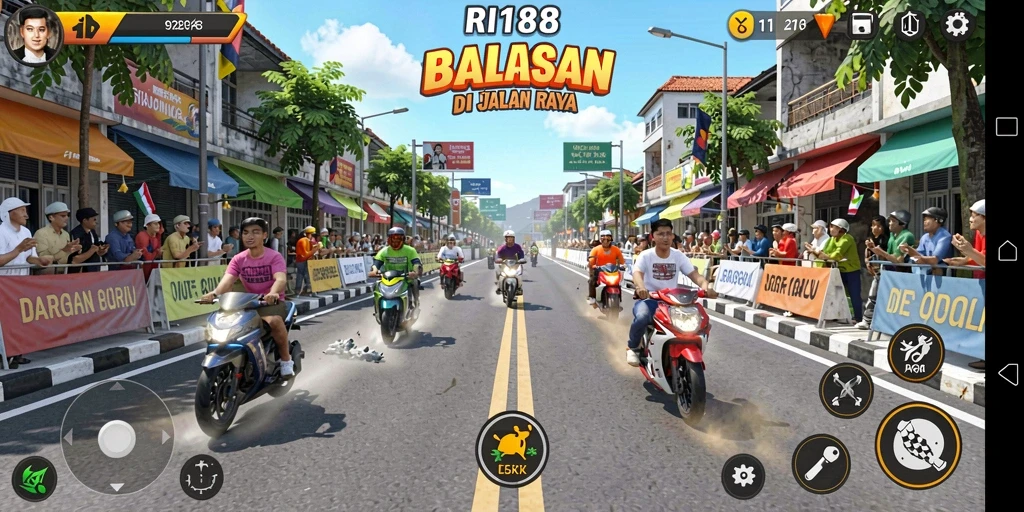 Tampilan gameplay balapan yang menegangkan di RI188.