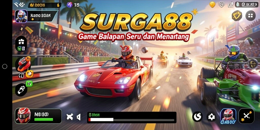 Screenshot dari gameplay SURGA88 yang penuh aksi dan kecepatan.