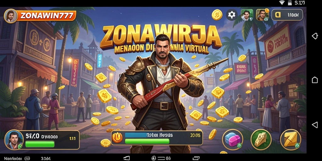 Screenshot ZONAWIN777 menampilkan aksi pengelolaan bisnis yang dinamis.